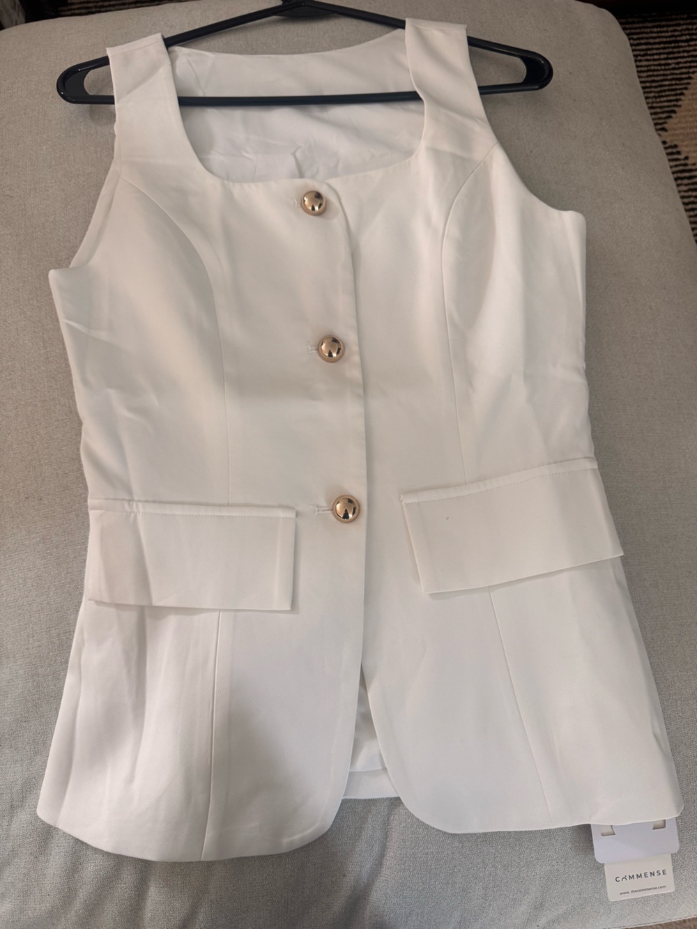 Women's White Sleevelss Blazer with Matching Skirt